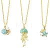 Summer Beach Alloy Enamel Sea Animal Pendant Brass Cable Chain Necklaces NJEW-JN06635-2