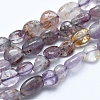 Natural Purple Phantom Quartz Purple Lodolite Quartz Beads Strands G-E483-69-1
