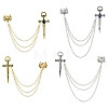 4Pcs 2 Colors Sword & Skull Alloy Hanging Chain Brooch JEWB-CJ0003-48-1