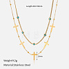 304 Stainless Steel Cross Link Chain Double Layer Necklaces for Women WGC9DBF-01-4