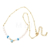Synthetic Turquoise Chip and Rice Natural Pearl Beaded Necklaces GG-CBA3297-15G-D-4