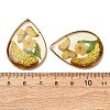 Brass & Transparent Epoxy Resin & Dried Flower Pendants RESI-G133-05G-01-3