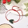 Adjustable Christmas Tree Braided Nylon String Bracelets with Brass Star BJEW-TA00762-02-1