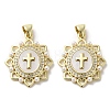 Brass Pave Shell Pendants X-KK-I708-17F-G-1