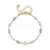 Gradient Color Electroplate Glass and Brass Tube Beaded Bracelets BJEW-JB14501-3