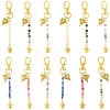 6Pcs Natural Gemstone & Alloy Pendant Decorations HJEW-YW00329-1