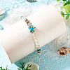 Ocean Dyed Synthetic Turquoise Starfish and Natural Flower Amazonite Round Beaded Anklets for Women AJEW-TA00060-6