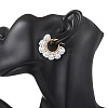 Shell Pearl & Synthetic Green Turquoise & Natural Black Onyx Flower Hoop Earrings EJEW-MZ00662-01-4
