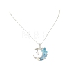 Natural Aquamarine Wire Wrapped Moon with Acrylic Butterfly Pendant 304 Stainless Steel Ball Chain Necklaces NJEW-TA00266-01-2