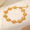 304 Stainless Steel Sun Link Chain Anklets for Women AJEW-C043-01G-1
