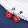 Cherry Brass Enamel Stud Earrings for Women EJEW-G425-02P-1