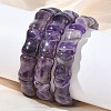 Bamboo Natural Amethyst Beads Stretch Bracelets for Women Men BJEW-K304-01G-1