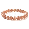 Natural Sunstone Round Beads Stretch Bracelet for Men Women BJEW-LS0001-07A-1