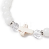 Round Spray Painted Imitation Jade Glass Beads Stretch Bracelets for Women BJEW-JB12881-02-3