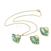 304 Stainless Steel Enamel Shell Shape Stud Earrings & Pendant Necklaces Sets for Women SA-CBA46AF-20G-4