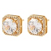 Brass Micro Pave Cubic Zirconia Stud Earrings for Women EJEW-F418-02G-4