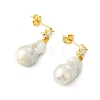 Brass Micro Pave Cubic Zirconia Stud Dangle Earrings for Women EJEW-JE07279-01-4