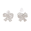 Bowknot Brass Stud Earrings for Women EJEW-P288-02P-3