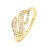 Brass Micro Pave Clear Cubic Zirconia Rings for Women RJEW-U047-14G-4