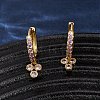 Three-Clover Brass Micro Pave Cubic Zirconia Hoop Earrings EJEW-Z159-01G-02-1