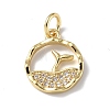 Brass Micro Pave Cubic Zirconia Charms X-ZIRC-F131-18G-1