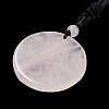 Natural Rose Quartz Tree of Life Pendant Necklace with Nylon Rope NJEW-H009-03-03-5