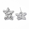 304 Stainless Steel Textured Star Stud Earrings for Women EJEW-F300-01P-2