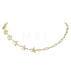 Ocean 304 Stainless Steel Starfish Link Chain and Brass Paperclip Chain Necklaces for Women NJEW-JN05927-5