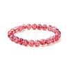 8mm Faceted Round Transparent Baking Painted Glass Beaded Stretch Bracelets for Women BJEW-JB10732-3