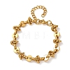 304 Stainless Steel Flat Round & Knot Link Chain Bracelets for Women BJEW-F536-08G-2