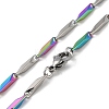 201 Stainless Steel Bar Link Chain Necklaces for Men Women NJEW-G112-07B-MCP-3