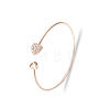 Double Heart Alloy Rhinestone Cuff Bangles for Women WGD430F-03-2