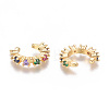 Golden Plated Brass Micro Pave Cubic Zirconia Cuff Earrings EJEW-L244-26G-2