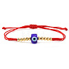 Glass & Brass Beads Braided Bead Bracelets JD3982-2-1