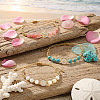 3Pcs Minimalist Adjustable Synthetic Turquoise & Watermelon Stone Glass & Natural Shell Beads Braided Bead Bracelets SR5600-5-2