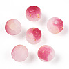 Frosted Baking Paint Crackle Glass Beads with Glitter Powder X1-DGLA-T004-6mm-01A-2
