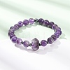 Natural Amethyst Beaded Stretch Bracelet for Women BJEW-A145-01F-2