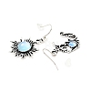 Resin Beaded Moon and Sun Asymmetrical Earrings EJEW-C036-01A-3