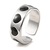 Heart 304 Stainless Steel Enamel Open Cuff Rings for Women RJEW-F166-28P-01-1