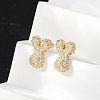 Brass Micro Pave Cubic Zirconia Stud Earrings EJEW-Z091-04G-Y-4