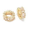 Brass Micro Pave Cubic Zirconia Rondelle European Beads KK-A254-08G-1