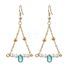 Triangle Iron Chain and Glass Dangle Earrings EJEW-JE05963-02-1