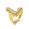 Letter Brass Micro Pave Clear Cubic Zirconia Open Cuff Ring for Women RJEW-N046-03L-G-1