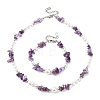 Natural Amethyst Chip Beads Bracelets & Necklaces Sets SJEW-JS01357-01-2