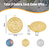 12Pcs 3 Colors Ion Plating(IP) 304 Stainless Steel Pendants STAS-DC0013-99-2