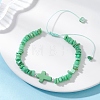Adjustable Natural Freshwater Shell & Dyed Synthetic Turquoise Beads Braided Bead Bracelets for Women BJEW-JB13105-02-1
