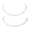 2Pcs 2 Styles Natural White Shell & Brass Moon Star Beaded Necklaces NJEW-JN05854-2