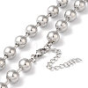 304 Stainless Steel Round Beads Necklace for Women NJEW-B107-01A-P-2