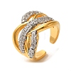 Brass Micro Pave Cubic Zirconia Cuff Rings for Women RJEW-G325-11A-GP-1