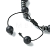 Black Glass & Non-magnetic Synthetic Hematite Round Braided Bead Bracelet BJEW-TA00440-4